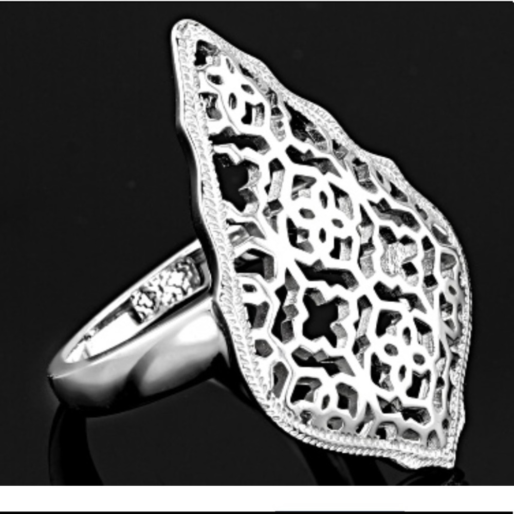 Sterling Silver Open Scrollwork Filagree Ring - image 2